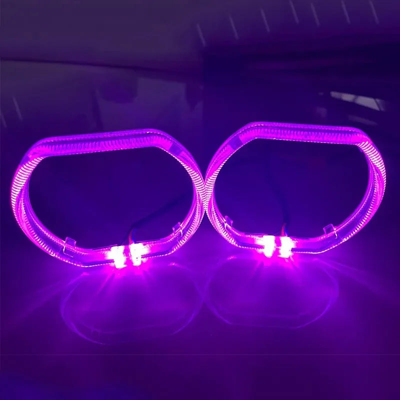 120MM Square LED Guide Angel Eye with Acrylic Cover DRL Halo Ring Kit Light Super Bright Headlight Angel Eye Retrofit DC 12-24V