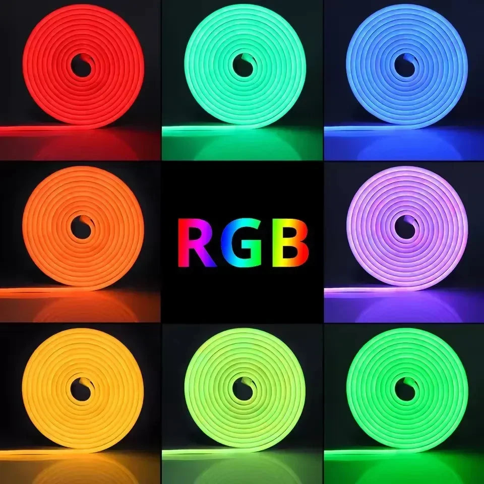 Neon Led Lights Strip 24V Rgb Neon Flexible Tape Control With Bluetooth App15M 10 M 20M 30 Meters Children'S Room Led Wall Light