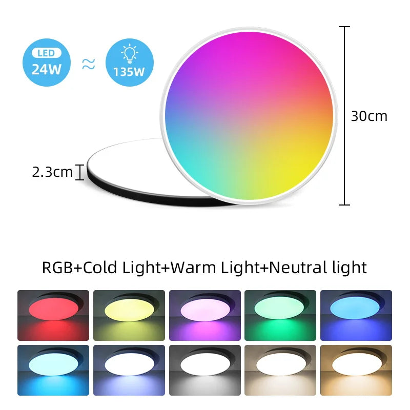 Led Ceiling Light Rgb Dimmable With Remote Control Modern Smart Ceiling Lamp 110V 220V Led Lights Room Kitchen Living Room Light
