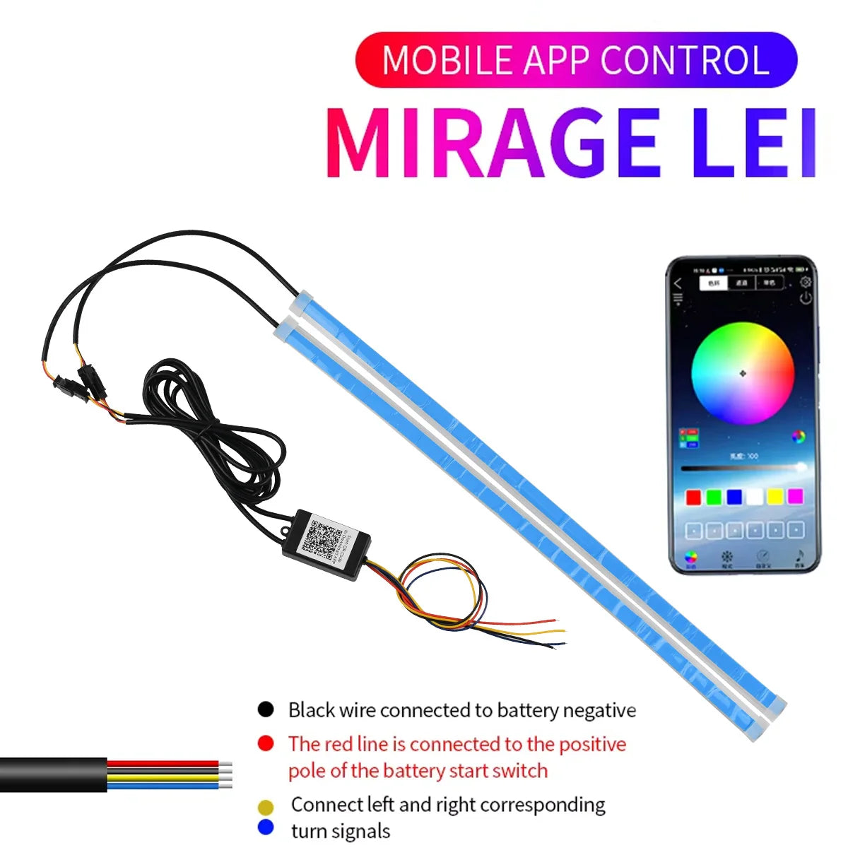 2Pcs RGB Daytime Running Light App Control DRL 12v Universal Flexible Flowing LED Strip With Turn Signal Lights For Headlight