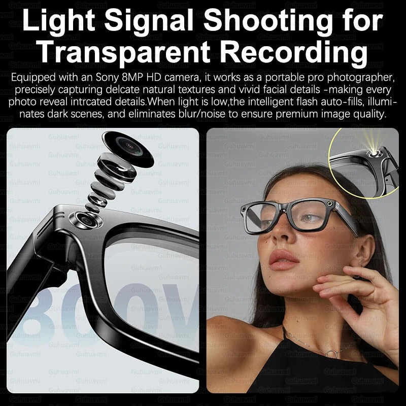 AI Smart Glasses 8K HD Photochromic Multifunction Translate Camera Glasse Bluetooth Call Voice Assistant Music Player Sunglasses