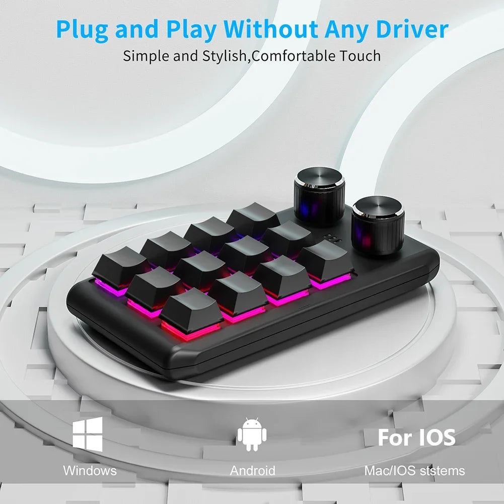 Programming Macro Custom Knob Keyboard RGB 12 Key Copy Paste Mini Button Photoshop Gaming Keypad Mechanical Hotswap Macropad