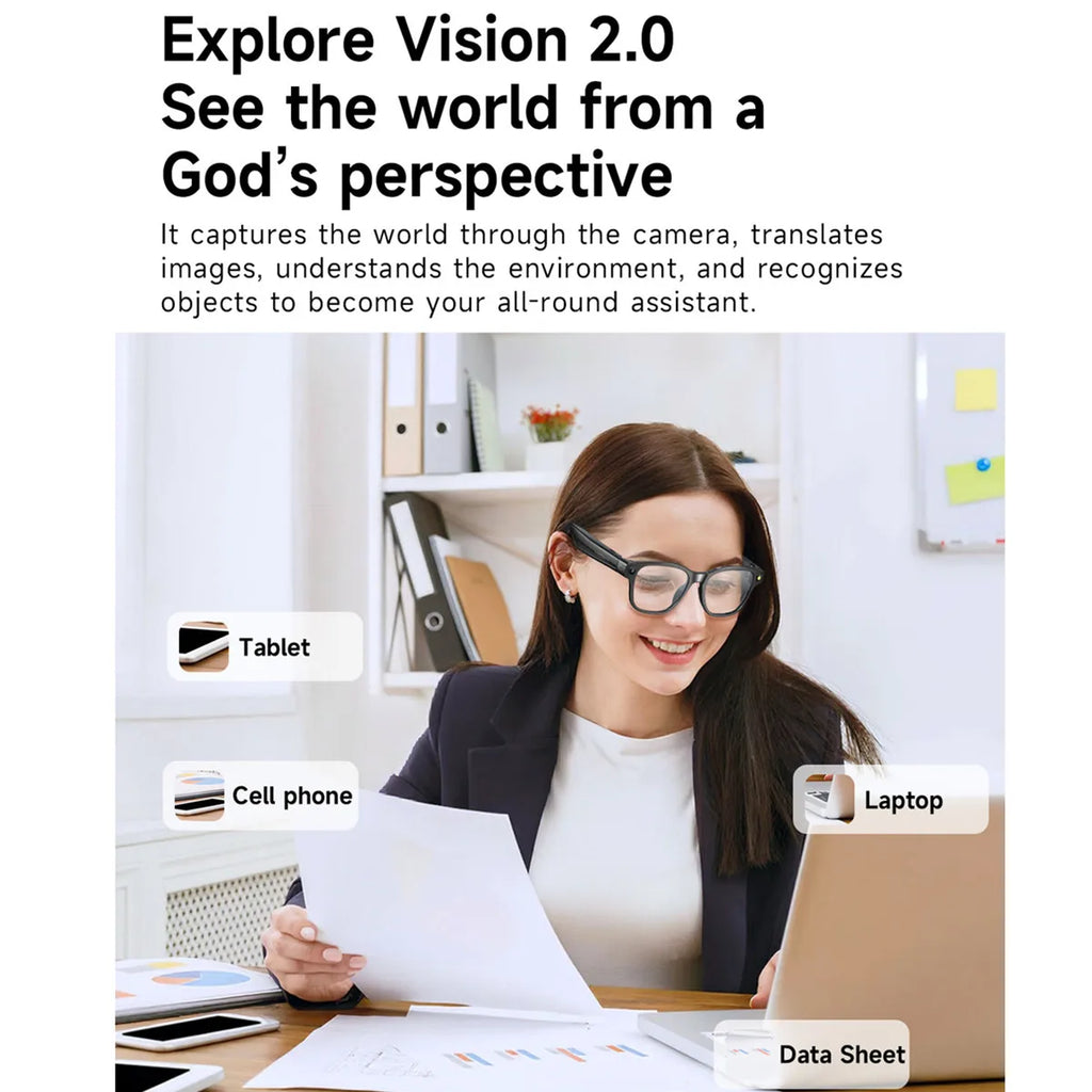 Smart Video Glasses Myopia Prescription Anti Shake Video Recording WIFI Bluetooth Transmission Object Recognition Smart Glasses