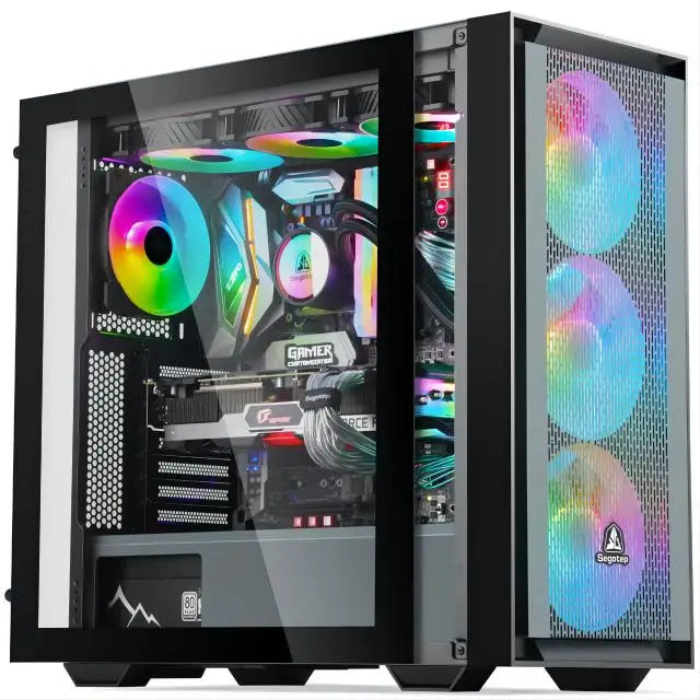 Gaming PC Desktop,Radeon RX 580 8G GDDR5, 10th Gen G5905 3.5G, 16G RAM, 512G SSD, WiFi, BT 5.0, RGB Fan x 4, RGB Mouse Pad