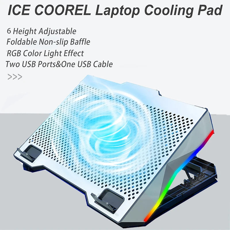 Gaming Laptop Cooling Pad with Powerful Cooler Fans,RGB Lighting and Phone Holder for 15-19 inch Laptops Stand