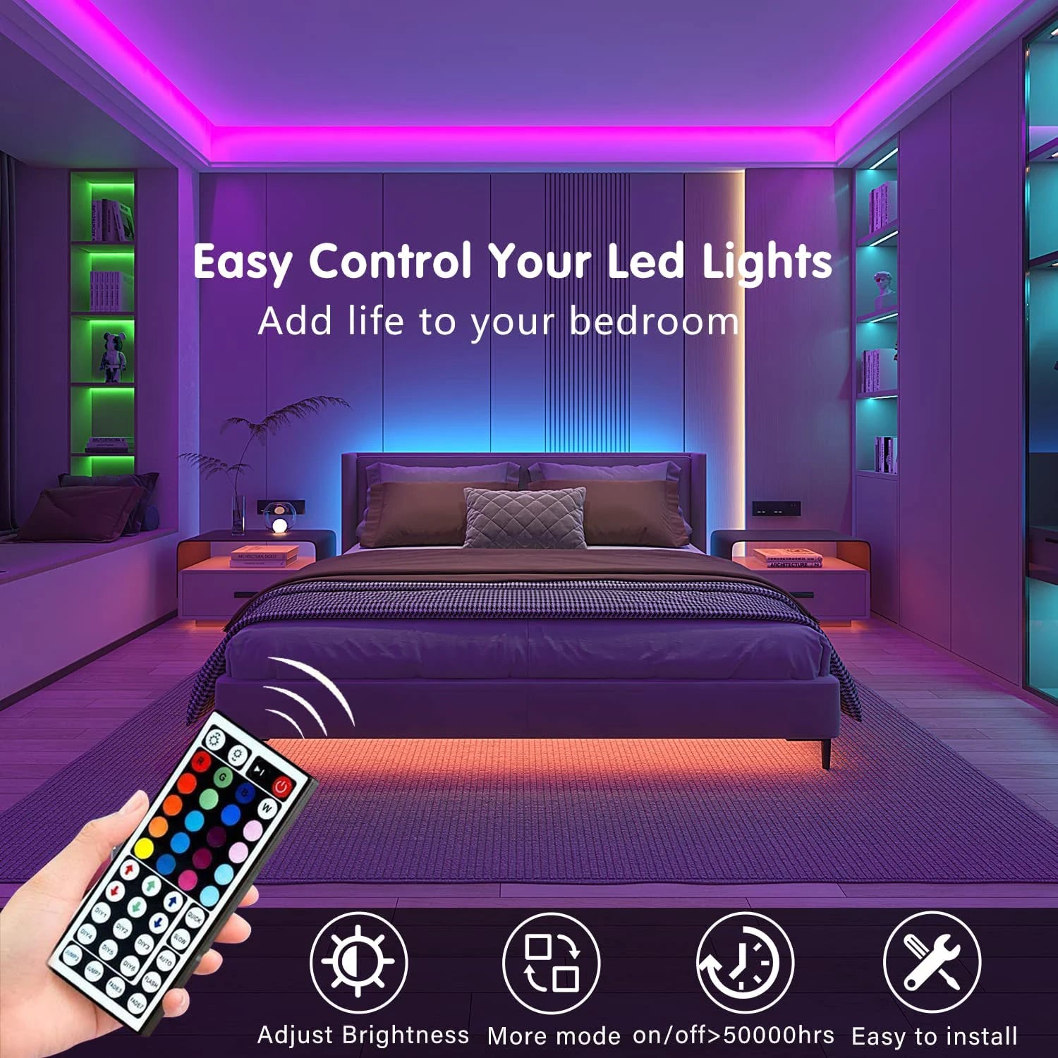 Led Lights for Room RGB Led Strip with Remote Control Color Changing RGB Tape Lights for Home Party Decoration TV Backlight