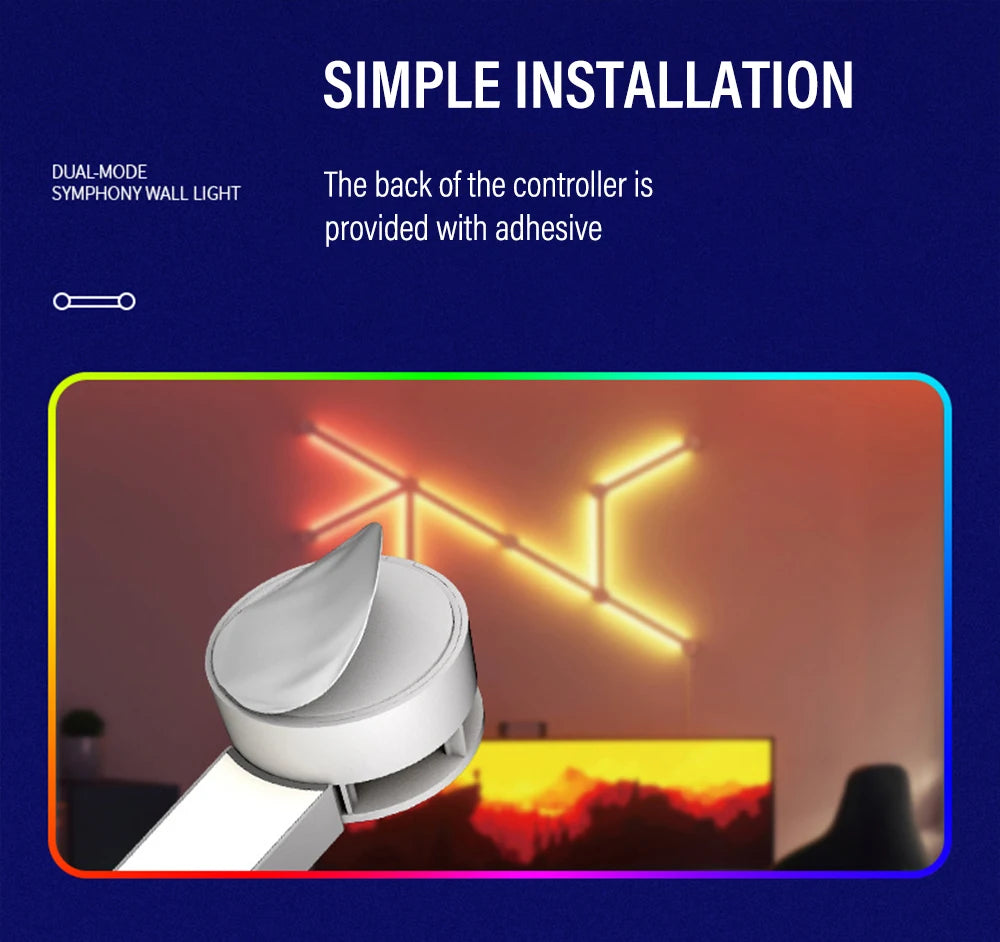 LED Smart Wall Lamp RGBIC Light Bar DIY Atmosphere Night Light APP Music Rhythm TV Backlight Bedroom Game Room Decoration