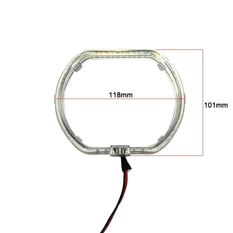 120MM Square LED Guide Angel Eye with Acrylic Cover DRL Halo Ring Kit Light Super Bright Headlight Angel Eye Retrofit DC 12-24V