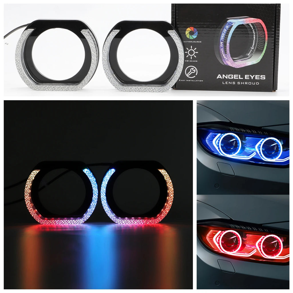 2.5” 3'' 5D Crystal Angel Eyes Mask LED Halo Rings For Hella Bi Xenon LED Projector Lenses Headlight DRL Car Light Accessories