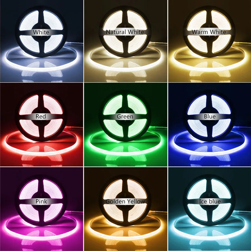 Neon Light COB LED Strip 12V Decorative Flexible Tape 5MM High Bright Led Strip 1M 2M 3M 4M 5M For Kitchen Cabine Car Room Decor