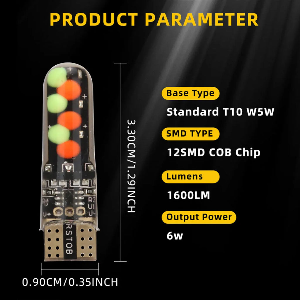 1set T10 W5w RGB LED Bulb Remote Control COB Lamp Car Interior Lighting Reading Wedge Dome Trunk License Plate Light 12V
