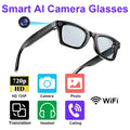 AI Smart Glasses with HD Camera for Photos Videos Hands-Free Vlog Recording Camera Glasses Audio for Driving Outdoor Sunglasses