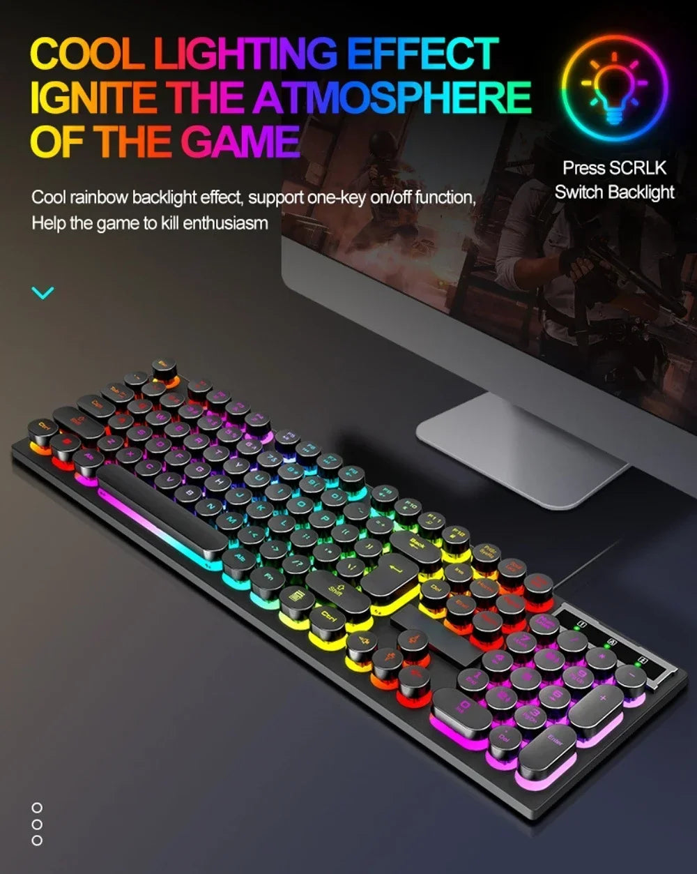 RGB Gaming Mechanical Keyboard USB Wired 104 Keys Keyboard Backlit Black Red Blue Light for Computer Laptop Pro Gamer Keyboard