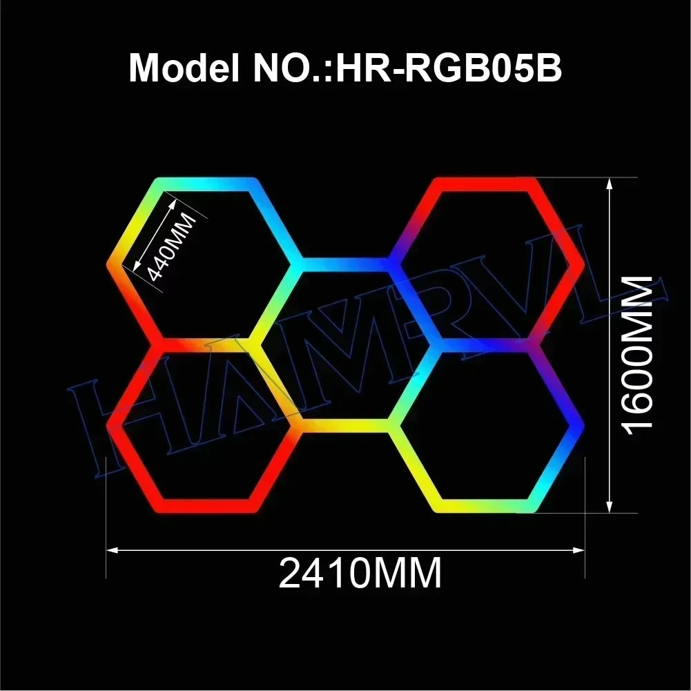 Hexagon RGB Color Change for Gym RoomHome cinema Deco Light Garage LED Ceiling Light Music Mode Party Club Gaming Wall Stage Bar