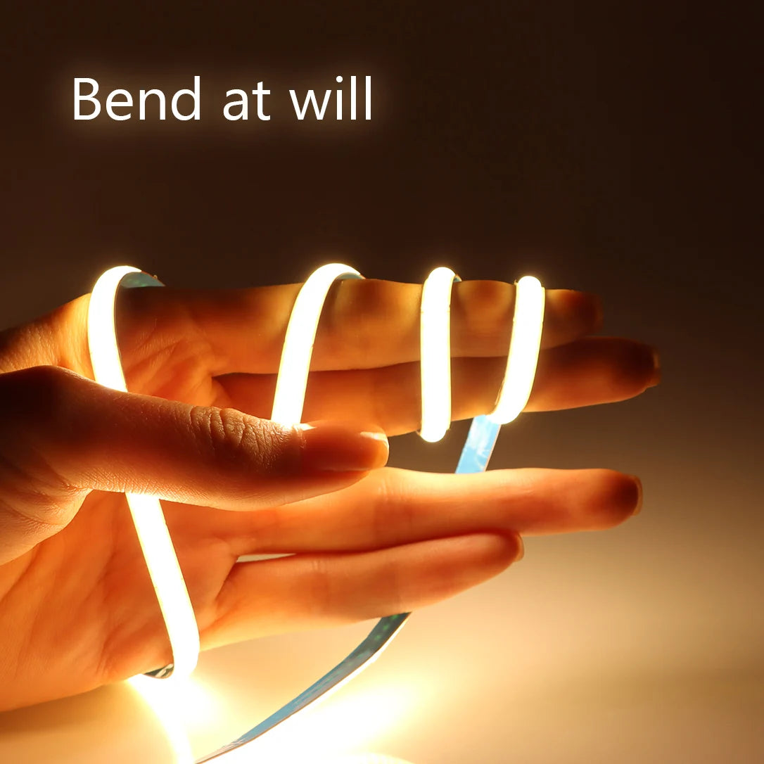 Neon Light COB LED Strip 12V Decorative Flexible Tape 5MM High Bright Led Strip 1M 2M 3M 4M 5M For Kitchen Cabine Car Room Decor