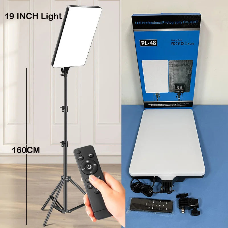 Photography Live Lighting 19 inch Large Screen Flat Fill Light Photo Video Light Lighting Live Control Tripod Stand EU Plug
