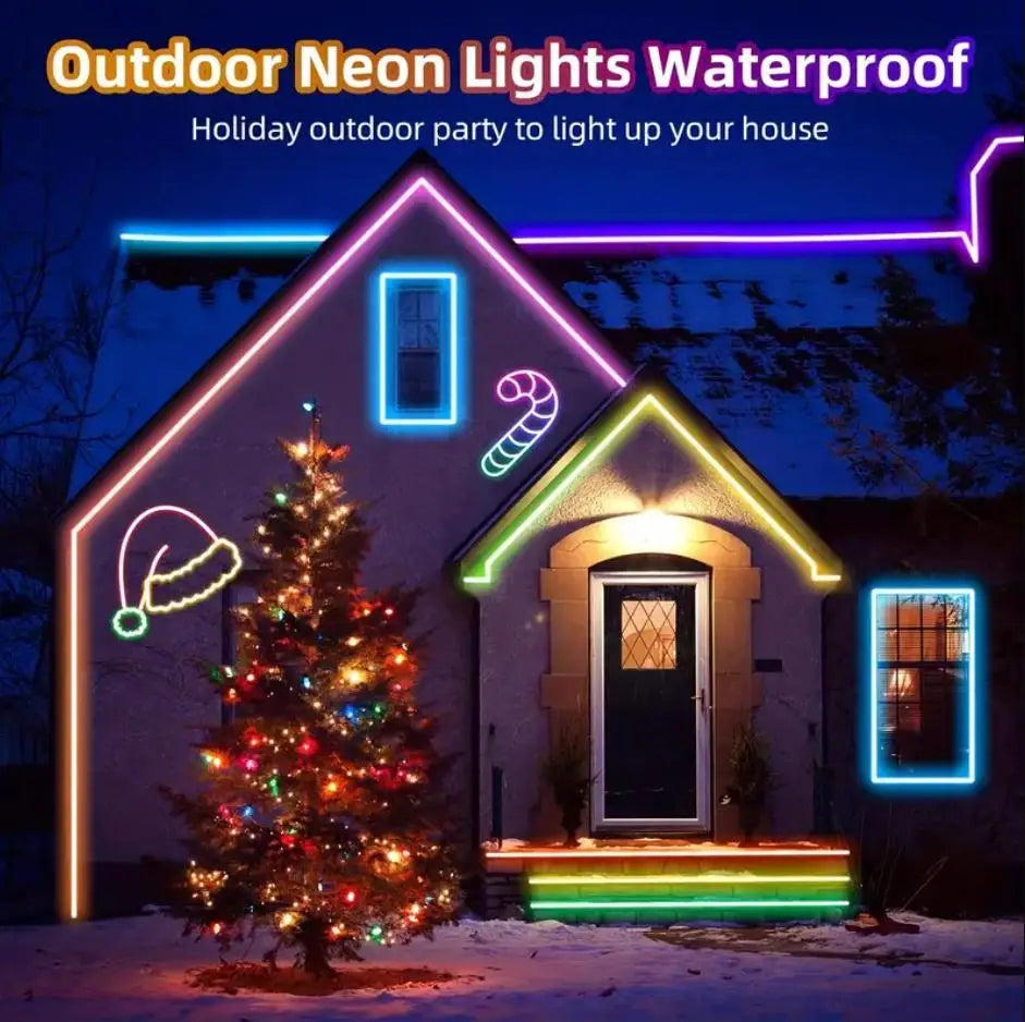 3535 RGB Neon LED Strip Lights 24V 5m 10m 20m 30m Neon Rope Light with Music Sync IP67 Waterproof Light Strip for Home Decor