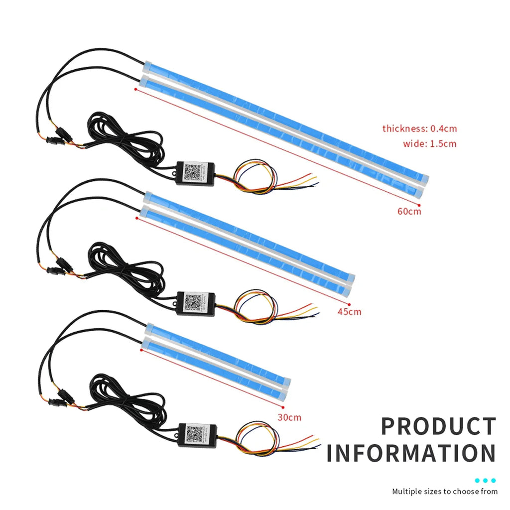 2Pcs RGB Daytime Running Light App Control DRL 12v Universal Flexible Flowing LED Strip With Turn Signal Lights For Headlight
