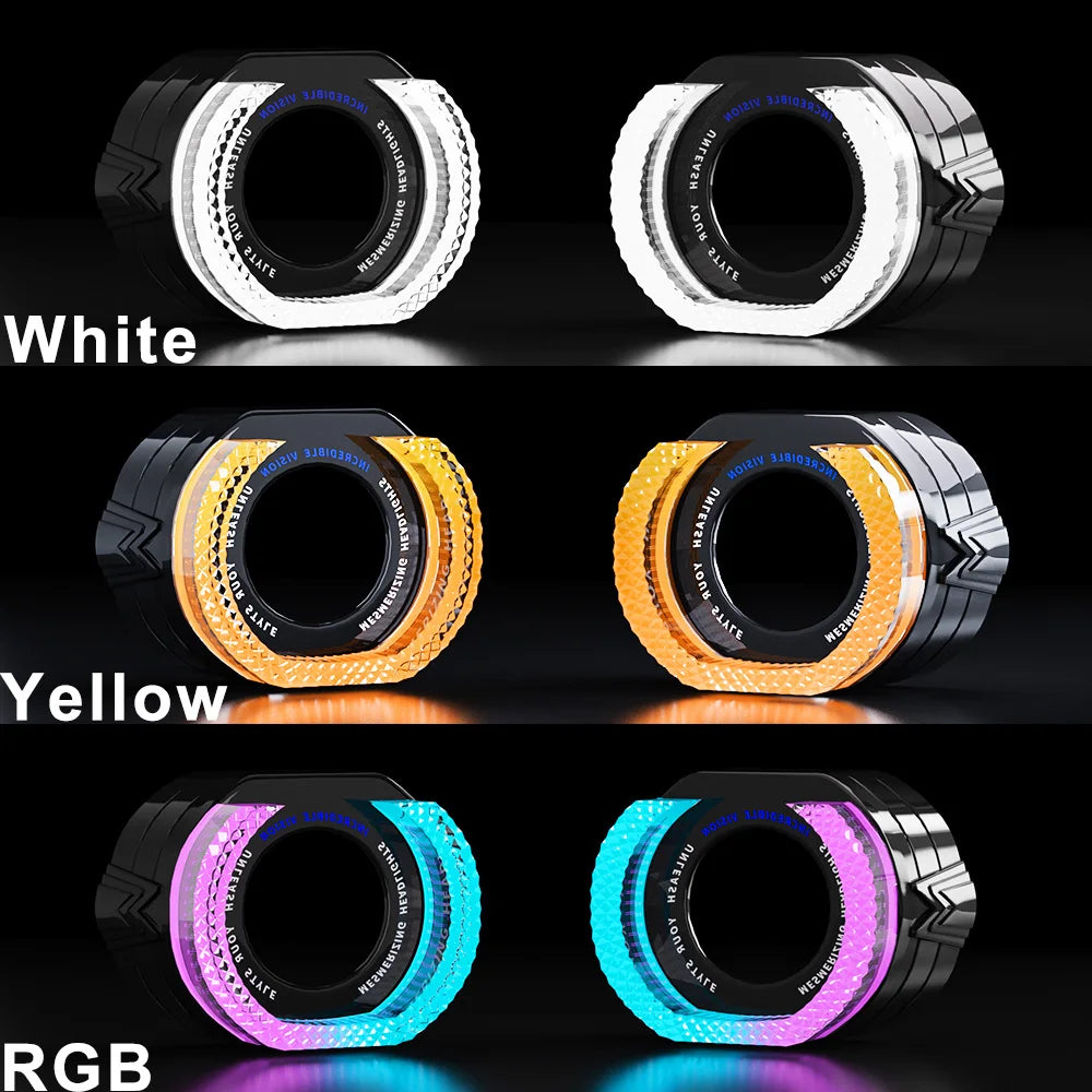 2PCS 2.5/3inch 5D Crystal Angel Eyes Mask LED Halo Rings for Bi Xenon LED Projector Lenses Headlight DRL Car Light Accessories