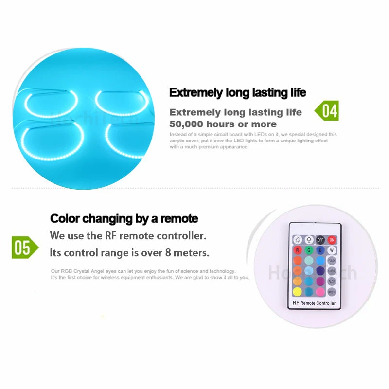 Multi-color RGB LED Angel Eyes  Ring Eye DRL RF Remote for Volkswagen VW golf 5 Rabbit Jetta R32 V mk5 2004-2009 Accessories