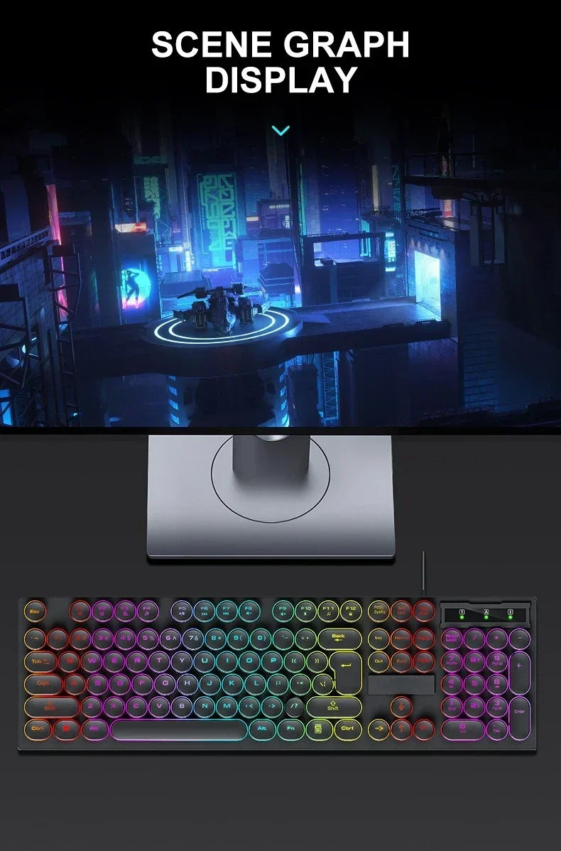 RGB Gaming Mechanical Keyboard USB Wired 104 Keys Keyboard Backlit Black Red Blue Light for Computer Laptop Pro Gamer Keyboard