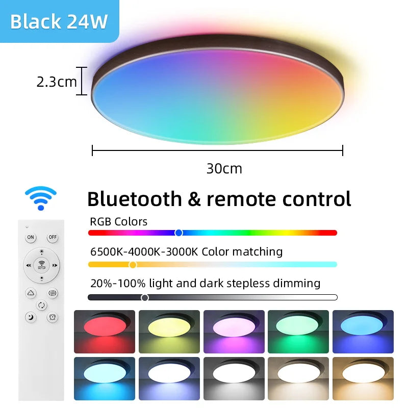 Led Ceiling Light Rgb Dimmable With Remote Control Modern Smart Ceiling Lamp 110V 220V Led Lights Room Kitchen Living Room Light