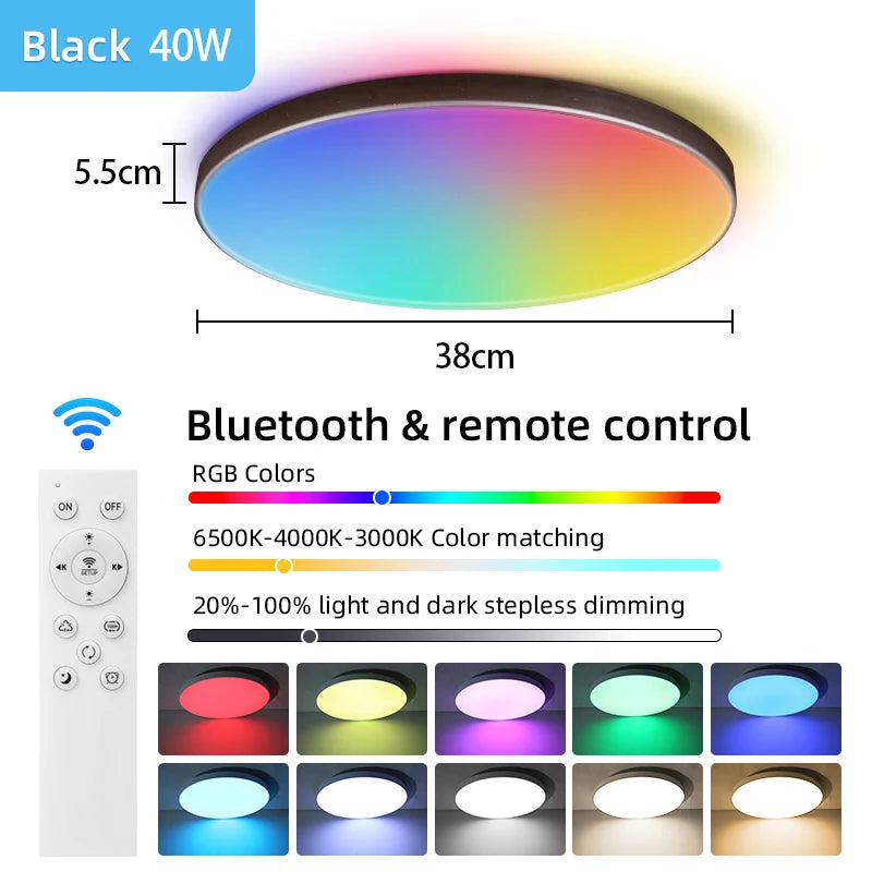 Led Ceiling Light Rgb Dimmable With Remote Control Modern Smart Ceiling Lamp 110V 220V Led Lights Room Kitchen Living Room Light