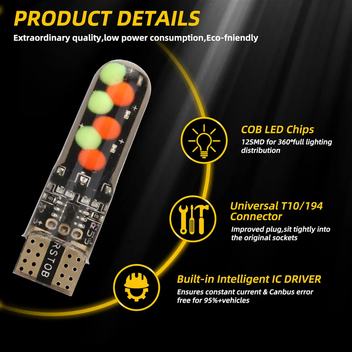 1set T10 W5w RGB LED Bulb Remote Control COB Lamp Car Interior Lighting Reading Wedge Dome Trunk License Plate Light 12V