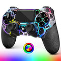 AceGamer RGB Wireless Controller for PS4 Black/White Crack Led with RGB Light,1000mAh Compatible with PS4/Slim/Pro/PC