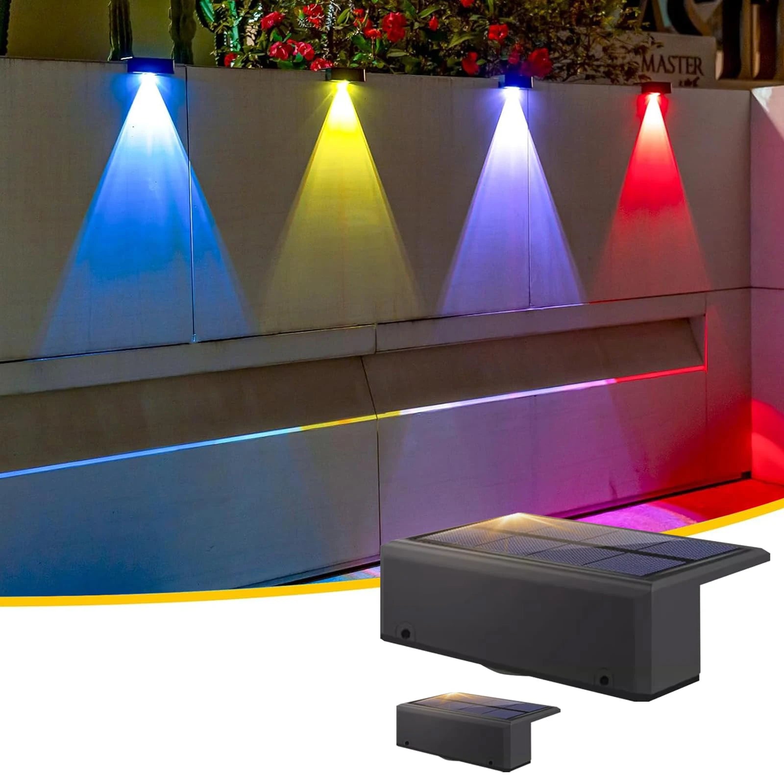 1/4pc Solar Fence Light 12 modes RGB Color Glow LED Solar Lights Outdoor Waterproof Solar Lights for Patio Backyard Deck Railing