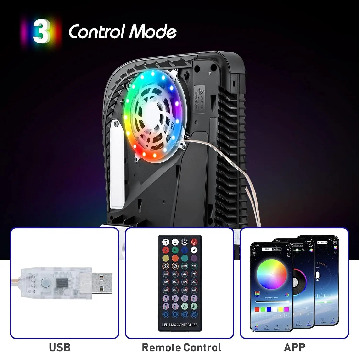 RGB LED Light Strip For PS5 Pro/Slim/Fat Original Console 8 Colors 400+Effects DIY Decoration Gaming Atmosphere lights For PS5