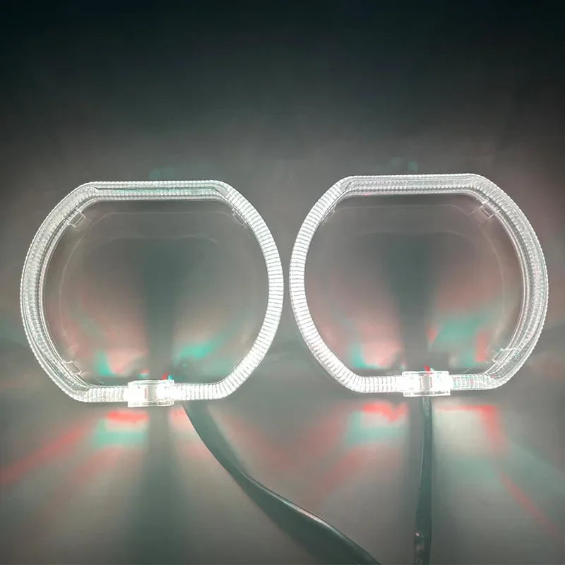 120MM Square LED Guide Angel Eye with Acrylic Cover DRL Halo Ring Kit Light Super Bright Headlight Angel Eye Retrofit DC 12-24V