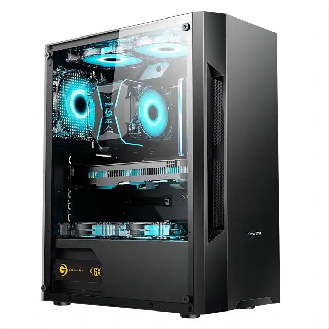 Gaming PC Desktop,Radeon RX 580 8G GDDR5, 10th Gen G5905 3.5G, 16G RAM, 512G SSD, WiFi, BT 5.0, RGB Fan x 4, RGB Mouse Pad