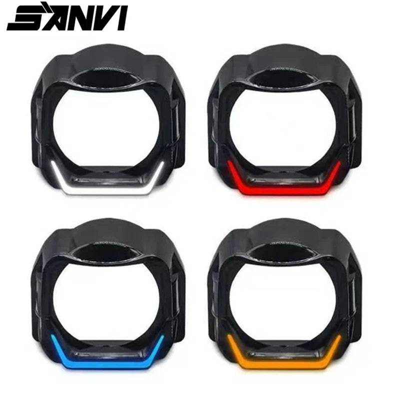 SANVI LED Angel Eyes Black Shroud for 1.5/1.8/3.0 Inch Round Xenon&LED Projector Lens White Yellow Red Blue DRL Light Cover