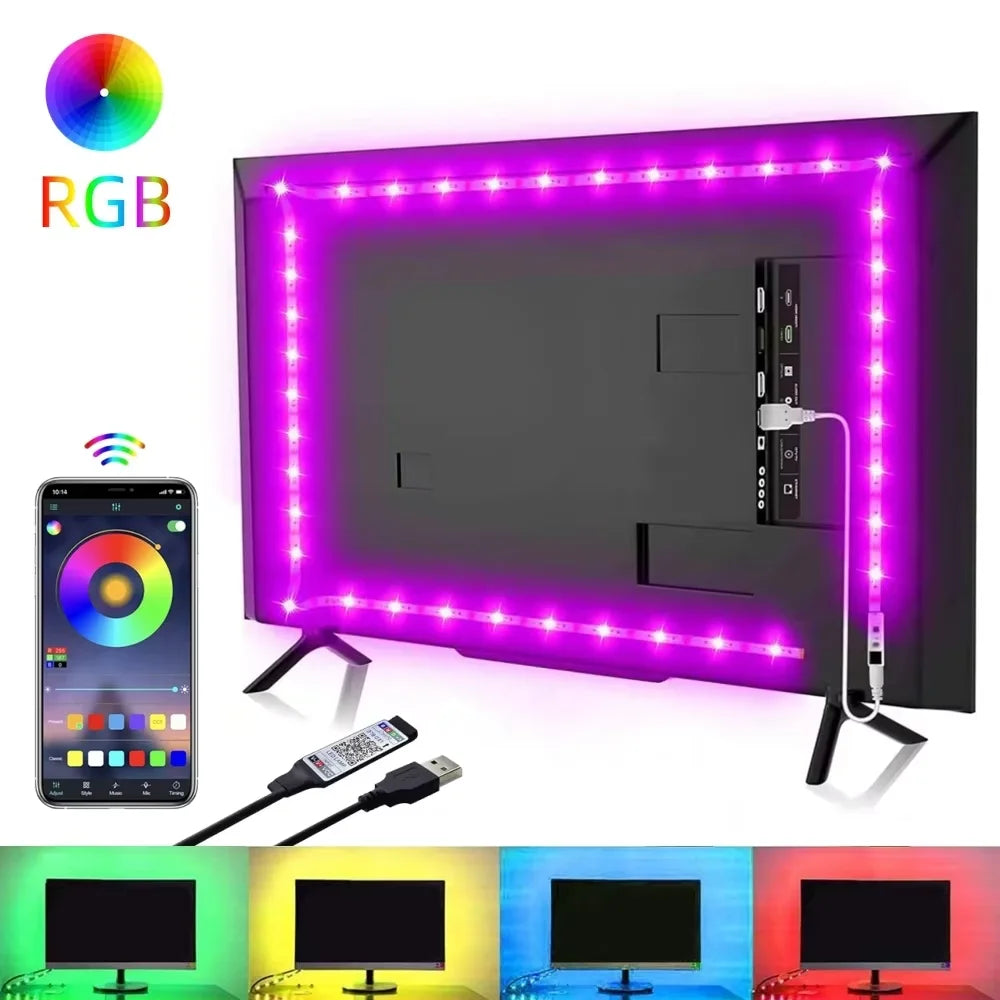 RGB LED Strip Lights 1-10M 5050/2835 Led Strip TV Back Bedroom Party Desktop Lighting for APP Control Remote Flexible Diode Lamp