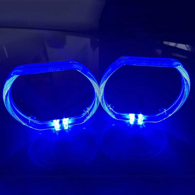 120MM Square LED Guide Angel Eye with Acrylic Cover DRL Halo Ring Kit Light Super Bright Headlight Angel Eye Retrofit DC 12-24V