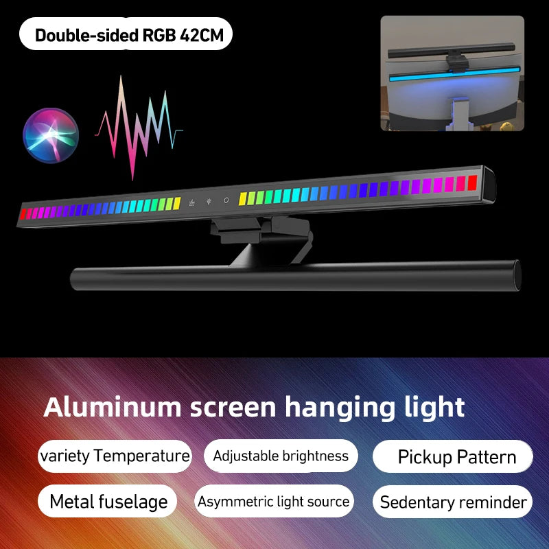 Computer Monitor Light Bar RGB Music Rhythm Screen Hanging Lights Dimming Desk Lamp Reading Gaming Table Lighting