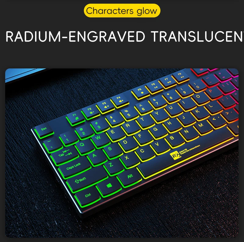 Gaming Keyboard Wired RGB Backlit Keyboard USB Backlight 104 Keys Ergonomic Gamer Keyboard for PC Laptop English