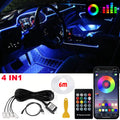 LED Car Interior Ambient Strip Lights RGB Fiber Optic Atmosphere Neon Lighting Kit W/ APP Remote Control Auto Decorative Lamps