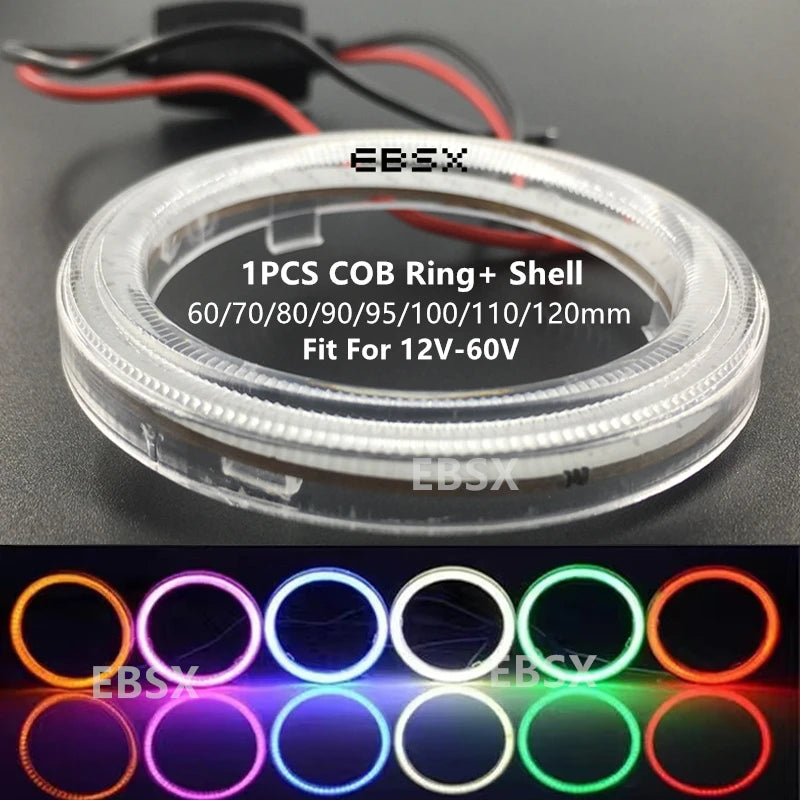 1 PCS Car Angel Eyes With Shell 12V-60V 40/50/60/80/90/95/130/140MM COB LED Halo Ring Lights Car Motorcycle Headlight Fog Light