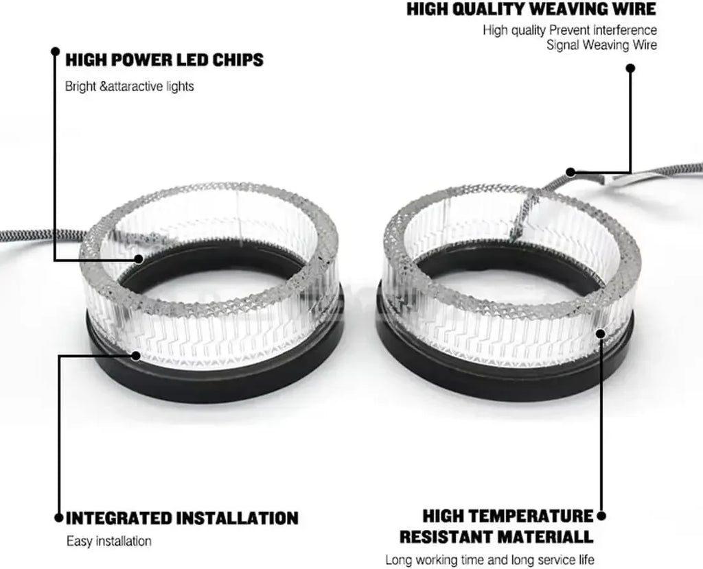 2.5” 3'' 5D Crystal Angel Eyes Mask LED Halo Rings For Hella Bi Xenon LED Projector Lenses Headlight DRL Car Light Accessories