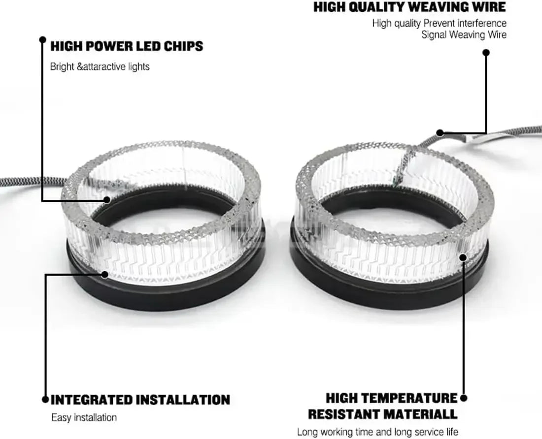 2.5” 3'' 5D Crystal Angel Eyes Mask LED Halo Rings For Hella Bi Xenon LED Projector Lenses Headlight DRL Car Light Accessories