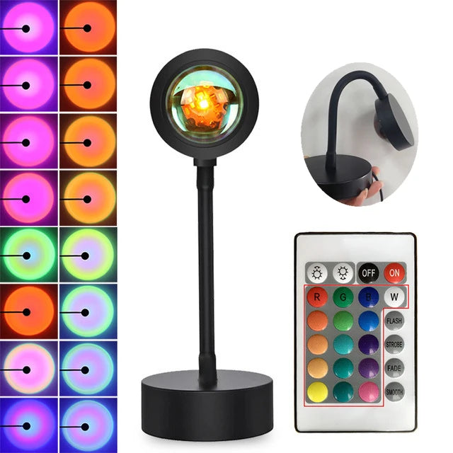 LED Photography Light Sunset Background Fill Light Atmosphere Light 16-color Small Night Light 4 Modes Setting for Photography