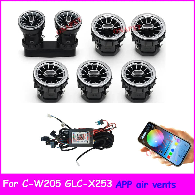 Bluetooth APP Control For Benz W176 W205 W213 W222 W447 W117 W156 X253  Turbo Nozzle Ambient Light Dashboard Air Vent Turbine