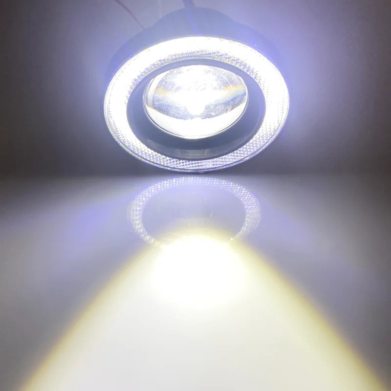 2Pcs 2.5"; 3"; 3.5"; Angel Eyes Fog Lamp 64MM 76MM 89MM 12V Universal Auto Car Projector COB LED Driving Light