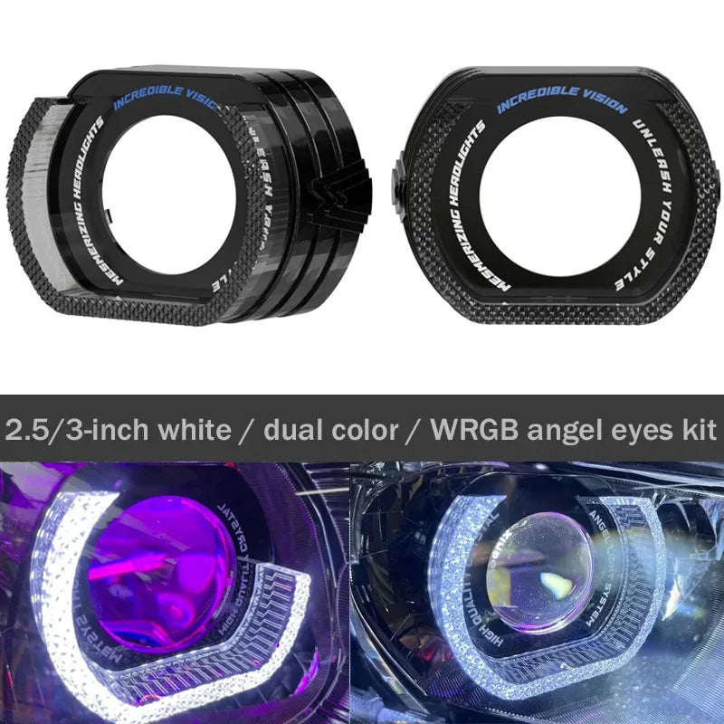 2PCS 2.5/3inch 5D Crystal Angel Eyes Mask LED Halo Rings for Bi Xenon LED Projector Lenses Headlight DRL Car Light Accessories