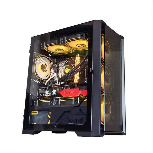Gaming PC Desktop,Radeon RX 580 8G GDDR5, 10th Gen G5905 3.5G, 16G RAM, 512G SSD, WiFi, BT 5.0, RGB Fan x 4, RGB Mouse Pad