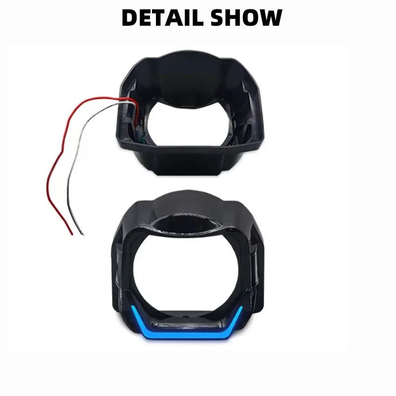 SANVI LED Angel Eyes Black Shroud for 1.5/1.8/3.0 Inch Round Xenon&LED Projector Lens White Yellow Red Blue DRL Light Cover