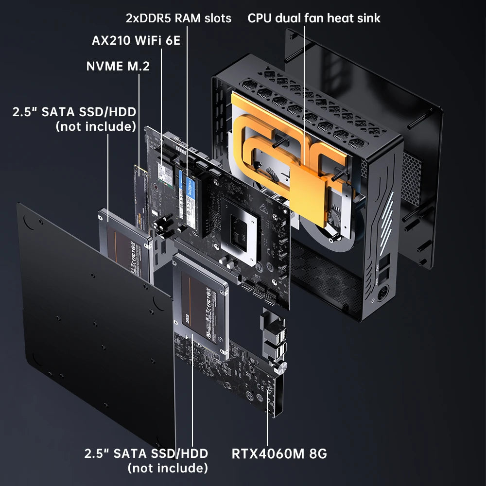 MSECORE MV9 Intel Core I5I7I9 RTX4060M 8G Dedicated Card Gaming Mini PC Office Desktop Computer DDR5 NVME4.0 BT5.2 HD 8K