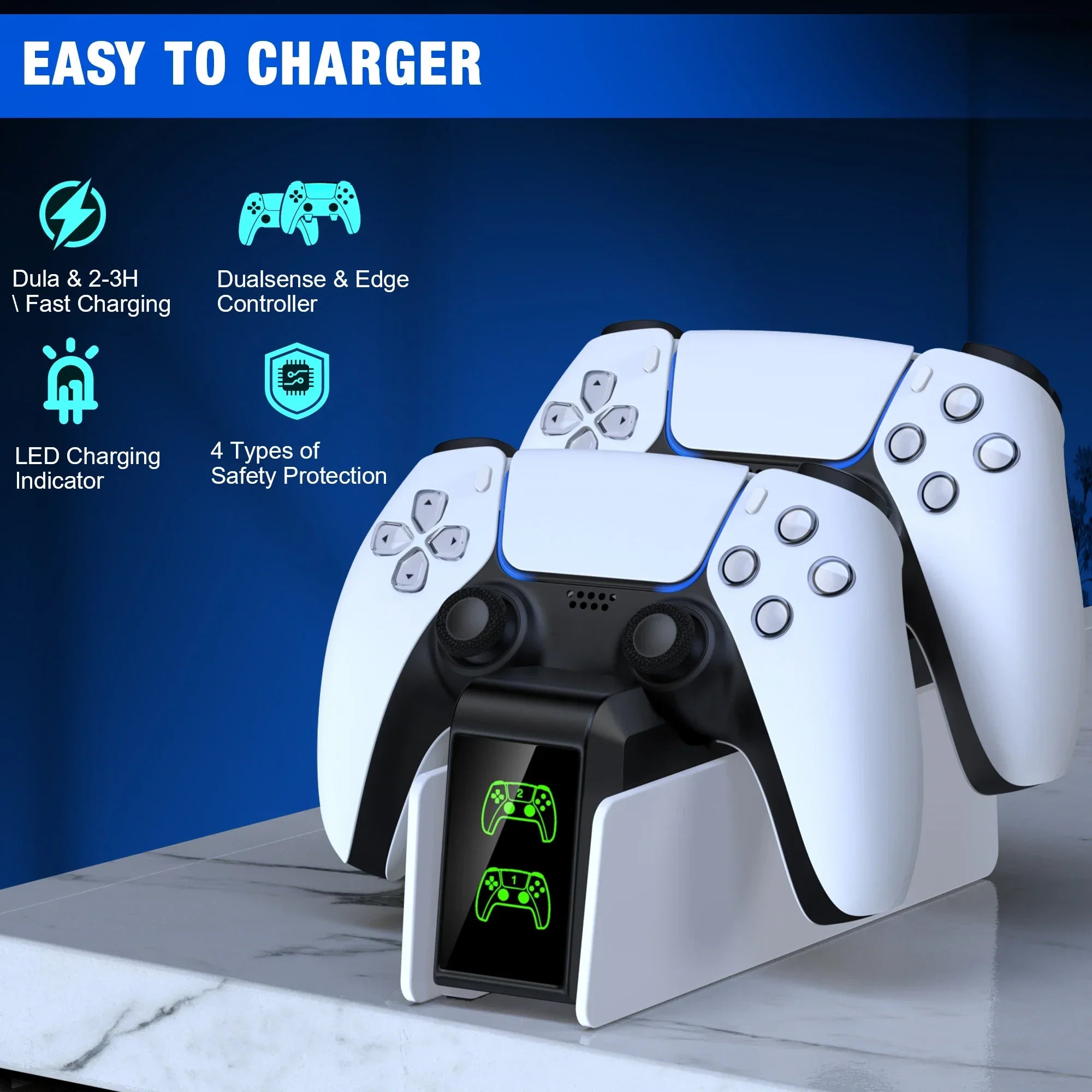 Charging Station for PS5 Controller Charger with RGB Light Dual Stand Charger Dock PS5 Controller Charging Base for PlayStation5